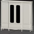 Elegant White Wardrobe With Mirror Doors And Decorative Drawer Details