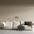White Multi Seat Sofa With Armrests Plaid Blanket And Cushions In Beige Room