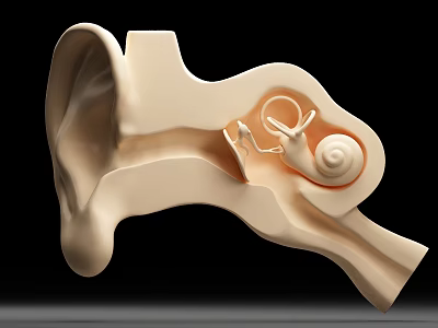 Human Ear Anatomical Structure 3D Rendering With Cochlea And Inner Components 3d model