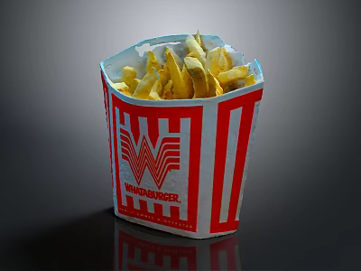 Crispy French Fries In Wendy's Red And White Striped Paper Container 3d model