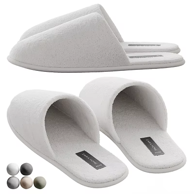 White Soft Home Slippers With Brand Tag And Comfortable Fit 3d model White Soft Home Slippers With Brand Tag And Comfortable Fit 3d model