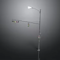 Urban Street Light Pole With Traffic Signal Lights And Lighting Fixture