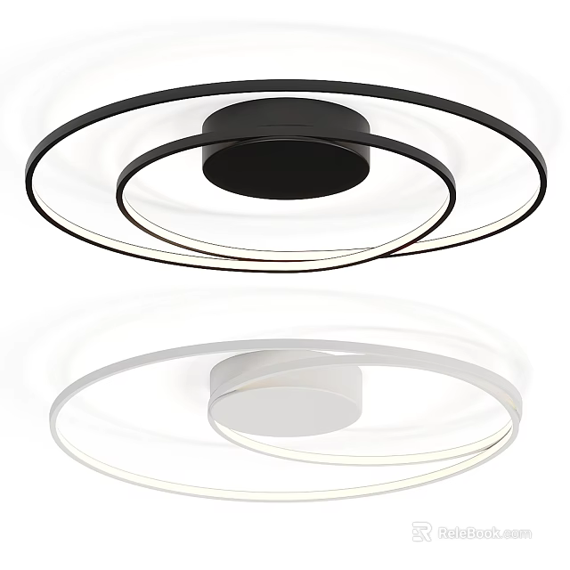 Modern Stylish Ceiling Light With Circular Ring Design Black And White Color 3d model