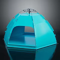 Blue Dome Shaped Camping Tent With Top Frame And Spacious Interior 3d model