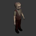 3D Character Model Wearing Brown Vest And Green Shirt In Room With Windows