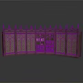 Classic Curved Dark Colored Cabinet With Decorative Spiked Top Carved Panels And Glass Doors