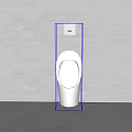 White Modern Urinal Mounted On Gray Wall With Flush Button And Contemporary Design 3d model