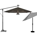 Brown And White Outdoor Fabric Sunshades With Cantilever And Straight Pole Design For Garden Patio
