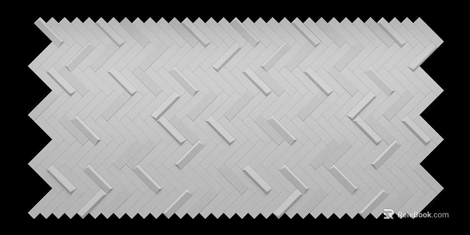 3D Textured White Herringbone Pattern Background Wall Design For Modern Interiors 3d model