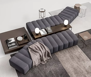 Modern sofa stool sofa coffee table combination 3d model