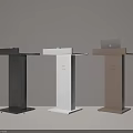 Black White And Brown Podiums With Tablet Devices In Clean Modern Setup