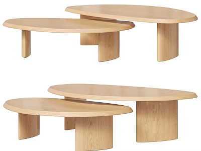 Modern Minimalist Oval Wooden Dining Tables With Light Wood Tone Sleek Design And Different Sizes 3d model