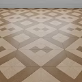 Modern Wooden Floor With Elegant Geometric Inlaid Pattern In Light Brown And Beige