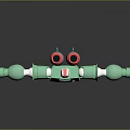 Green Robot Character With Red Head White Face Extended Arms Square Body