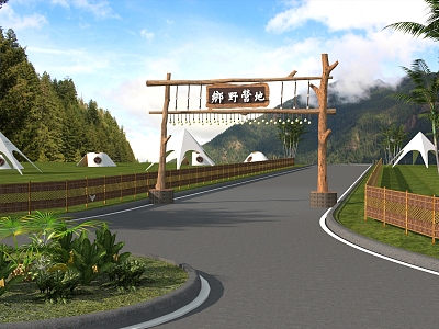 Camp Entrance Gate Farm Gate Village Landscape Homestay Entrance Village Landscape Wall Camping Base Entrance 3d model