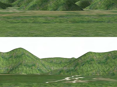 Green Rolling Micro Terrain Landscape Featuring Lush Grass And White Paths 3d model