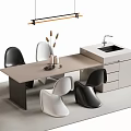 Modern Bar Counter With Stylish Chairs Hanging Light Fixture Sink And Cabinet Design
