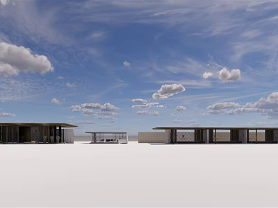 Contemporary Pergola Design For Outdoor Space With Blue Sky And Clouds 3d model