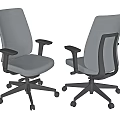 Gray Modern Office Chair With Ergonomic Armrests Swivel Base And Rolling Wheels Contemporary Workspace Furniture