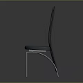 Modern Single Chair With Black Backrest Square Cutouts Blue Seat And White Metal Legs