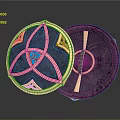 Luxurious Decorative Ornament Set With Golden Frame Geometric Patterns And Blue Gemstone