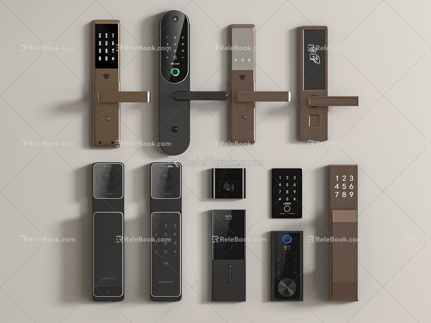 Smart lock electronic lock door handle lock door lock handle 3d model