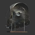 Natural Style Owl Decorative Ornament Sculpture Set With Textured Details And Metal Base