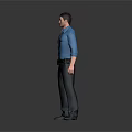 Male Game and Movie Character 3D Model in Blue Shirt Black Tie with Utility Belt