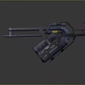 Futuristic Double Barrel Weapon With Mechanical Backpack Design And Metal Pipes