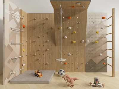 Indoor Play Area For Kids With Climbing Wall And Toys 3d model