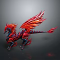 Game Movie Character Red Dragon With Vibrant Wings And Detailed Scales In Dynamic Pose