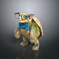 Adorable Turtle Wearing Black Glasses And Blue Bow Tie On Dark Reflective Surface