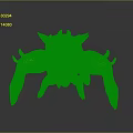Green Fantasy Creature With Spikes Glowing Eyes Sharp Fangs And Multiple Legs 3d model