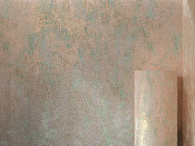 Rolled Wallpaper Component with Glossy Finish on Light Brown Wall with Green Textures 3d model