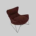 Modern Brown Lounge Chair With Textured Upholstery And Black Metal Frame