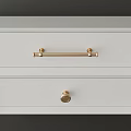 Golden Metal Handle On White Wooden Drawer Cabinet For Modern Furniture Design