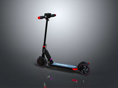 Sleek Black Electric Scooter With Red Handlebar Details And Sturdy Rubber Wheels 3d model