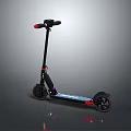 Sleek Black Electric Scooter With Red Handlebar Details And Sturdy Rubber Wheels