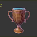Wooden Trophy Shaped Furniture With Two Handles And Blue Top Design