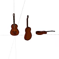 Wooden Acoustic Guitars Display In Different Angles For Musical Instrument Collection