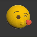 Cute Yellow Winking Emoji Decorative Ornament Set with Red Heart Accent