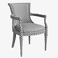 Classic Accent Chair with Orange Upholstery and Black Ornate Frame Details