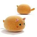 Cute Round Cat Plush Toys With Various Colors Yellow Eyes And Pink Ears