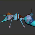 Vibrant Blue Decorated Ant With Orange Saddle And Glassy Wings Design