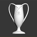Silver Trophy With Dual Handles Metallic Shiny Surface And Circular Base