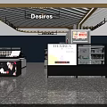Modern Retail Display Shelves With Desires Brand Products And Glass Showcases In Store