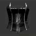 Black Leather Corset with Stitches and Shiny Silver Trim for Modern Fashion Looks