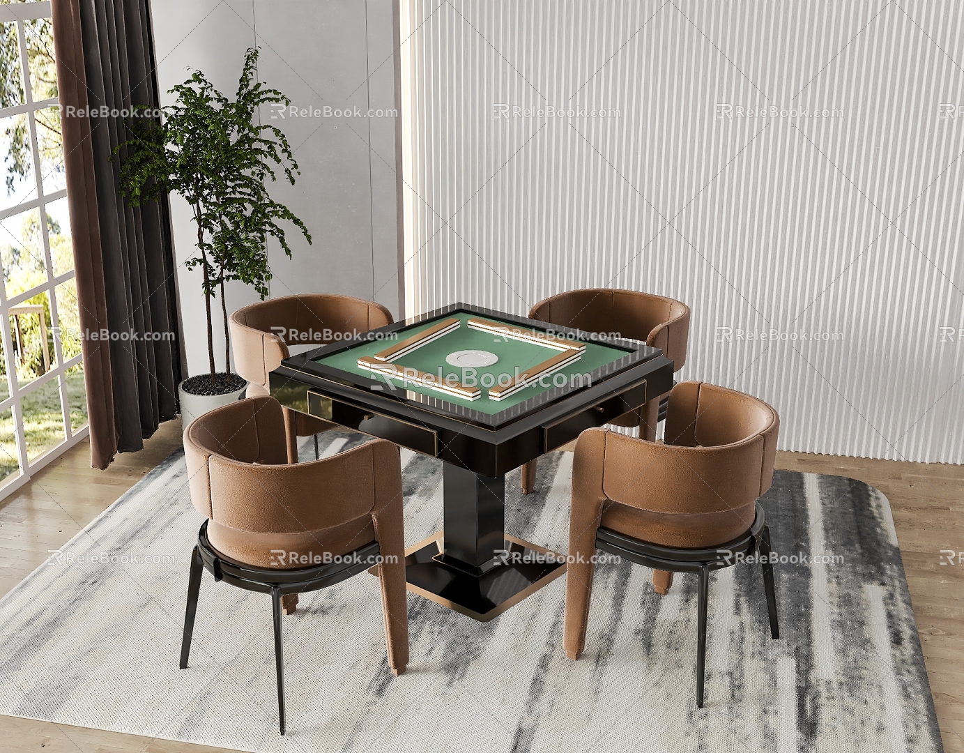 Modern Mahjong Table and Chair Mahjong Table 3d model