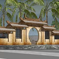 Archway style door opening view wall 3d model