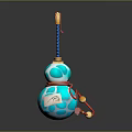 Commercial Gourd Shaped Equipment With Blue Body Gold Accents Red String Decoration And White Label